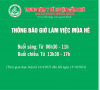 THÔNG BÁO GIỜ LÀM VIỆC MÙA HÈ NĂM 2023